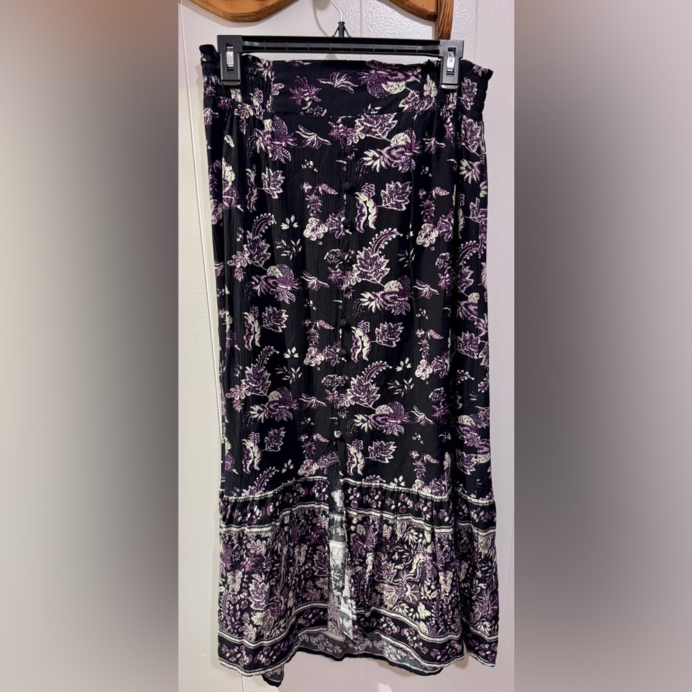 Wonderly Black and Purple Floral Maxi Skirt